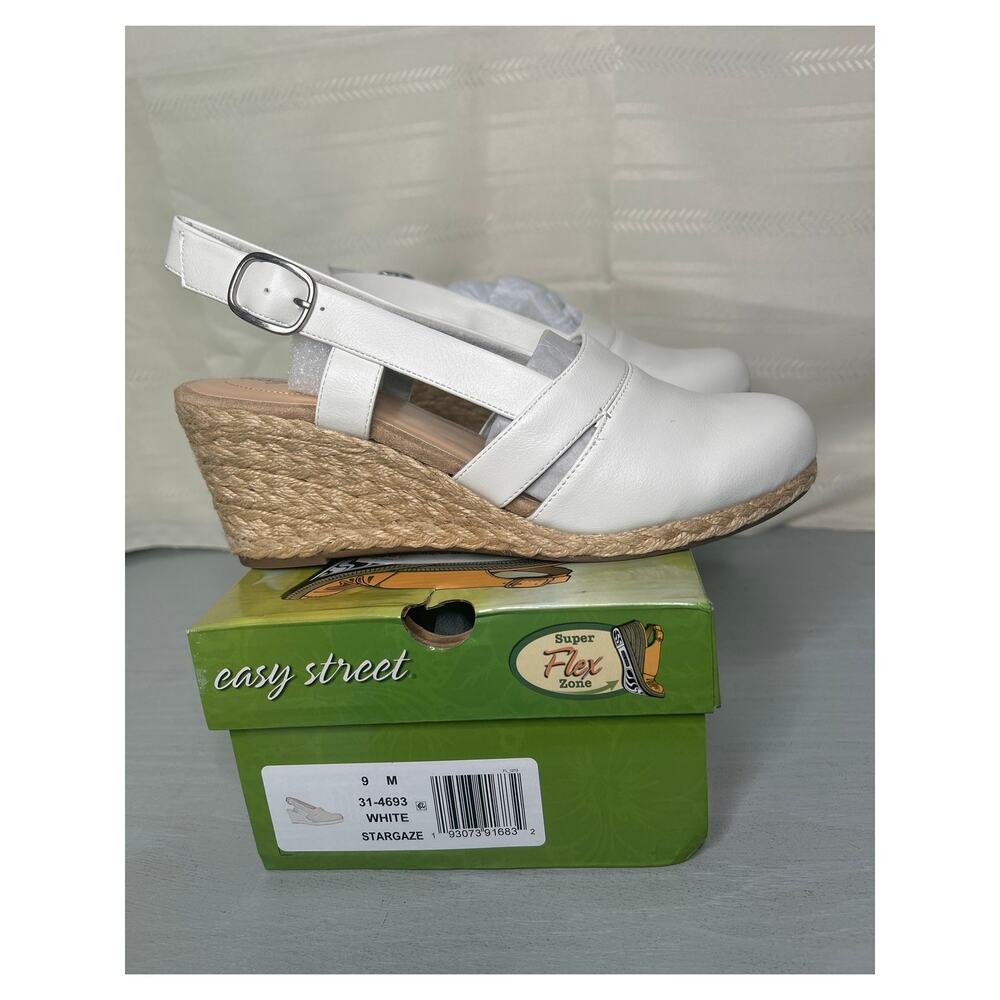 Easy Street Stargaze Espadrille Wedge Sandals White Womens Size 9M - Picture 3 of 11